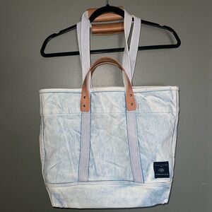 Immodest Cotton Blue and Tan Tote Bag